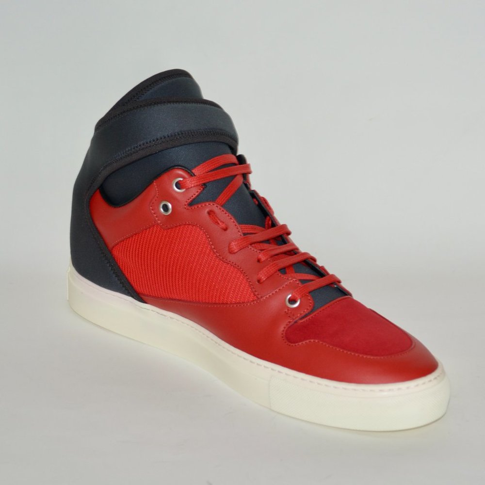 NWT BALENCIAGA MENS NEOPRENE STRAP HITOP LEATHER SNEAKERS US 41 EU 8 - Picture 6 of 10